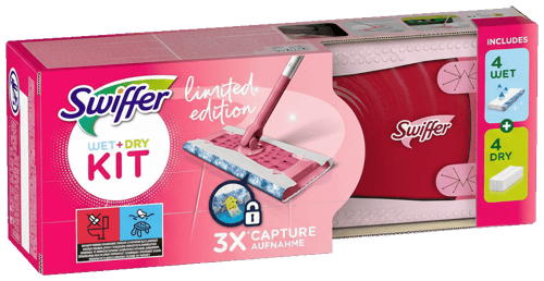 Swiffer Pink Bodenwischer Starter-Set Mit 1 Bodenwischer Sowie 4 Trockenen Und 4 Feuchten Bodentüchern