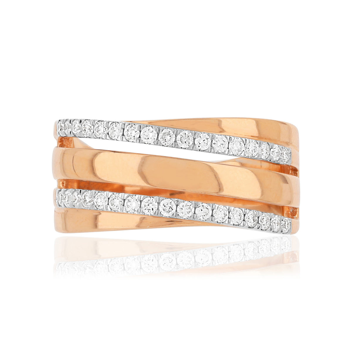 Bague or rose 750 diamants