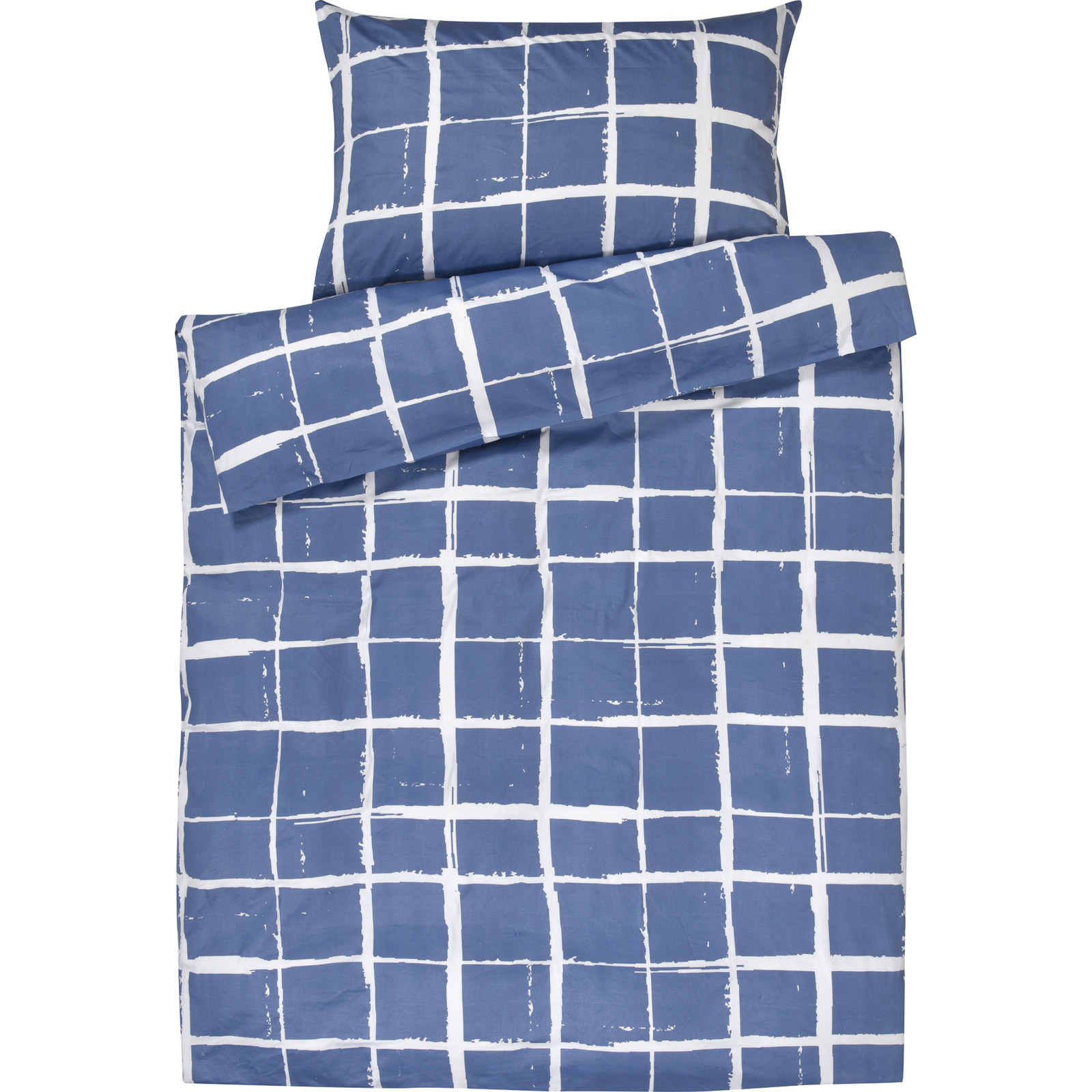 Bettwäsche blau kariert 160x210 65x100 Bettanzug Nord