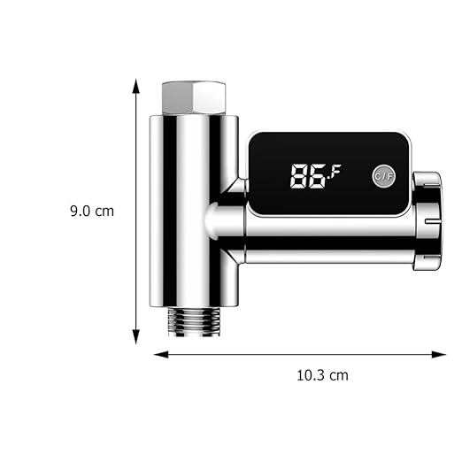 Digitales Wasserhahn Thermometer Dusch Temperaturmesser mit LED Display (Batteriebetrieben) - Silber