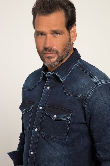Jeanshemd, FLEXNAMIC®, Denim, Langarm, Kentkragen, Modern Basic Fit, Western Look