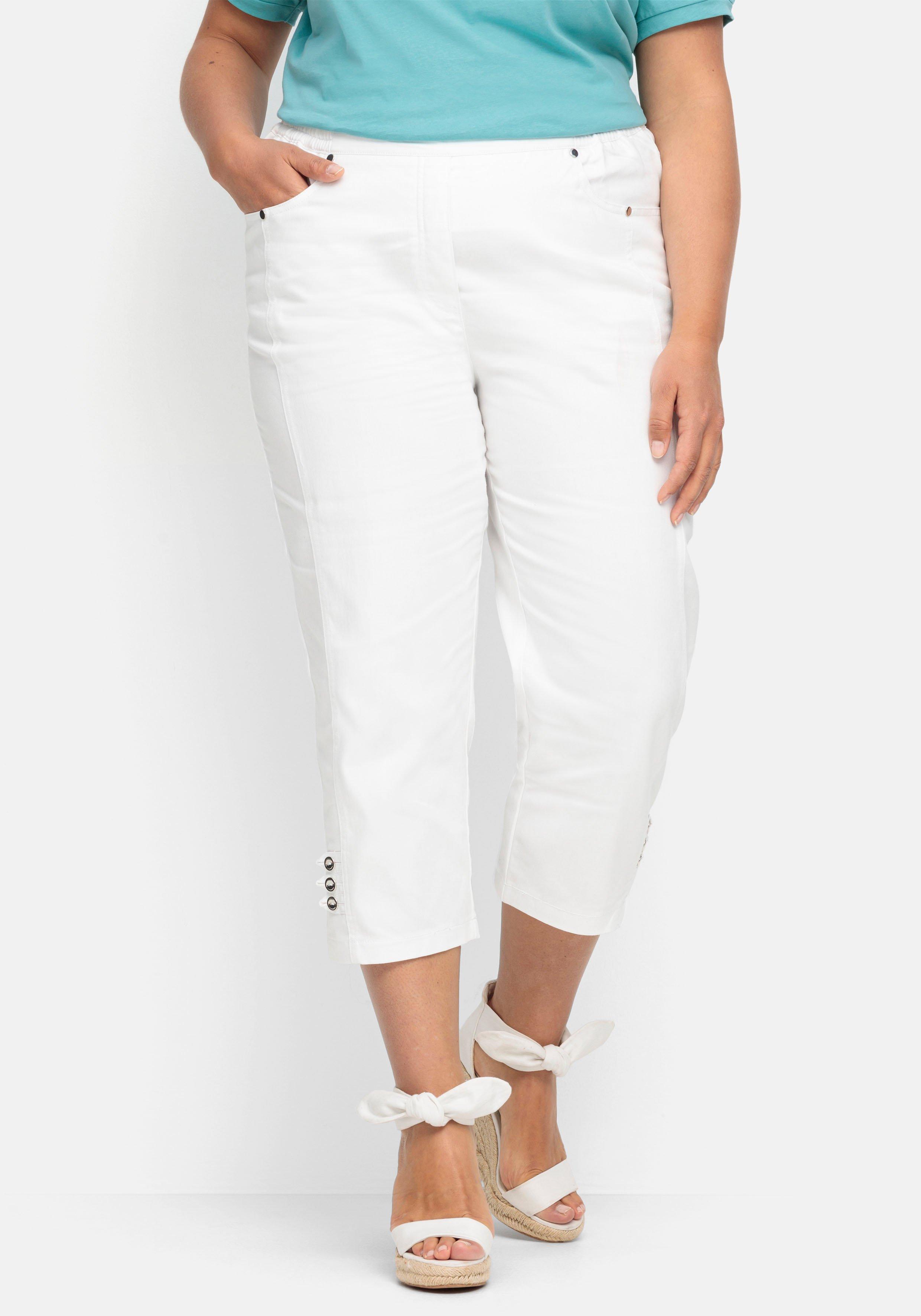 7/8-Jeans mit Zierknöpfen am Saum
