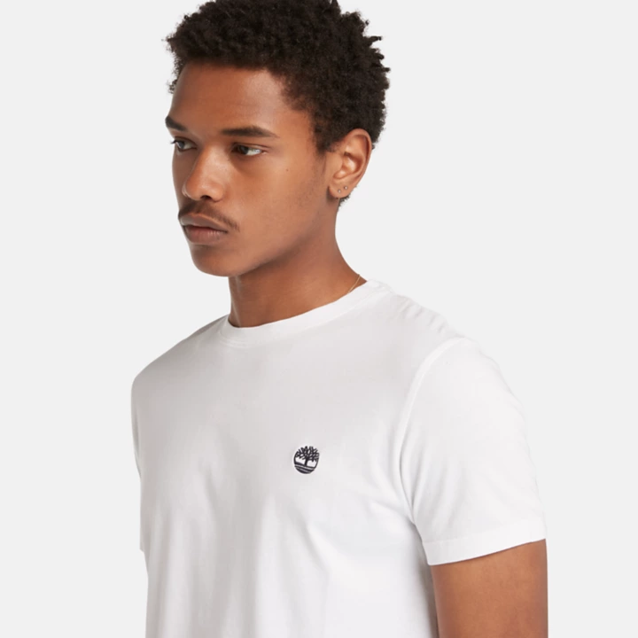 Camiseta masculina Dunstan River Slim-Fit na cor branca.