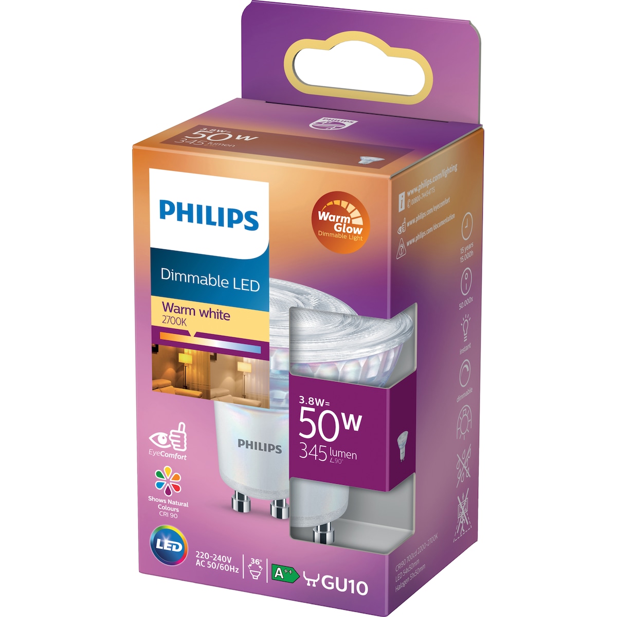 Philips LED-spotlys 3,8W GU10