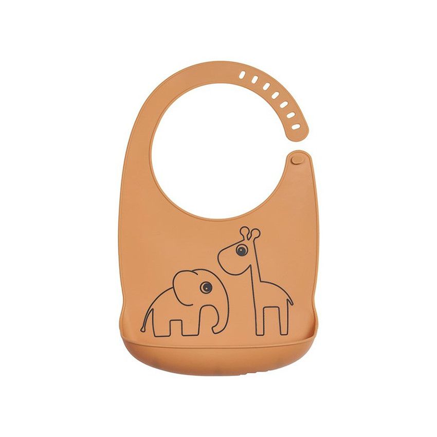 Bavoir en silicone Deer Friends - Moutarde - Ecru
