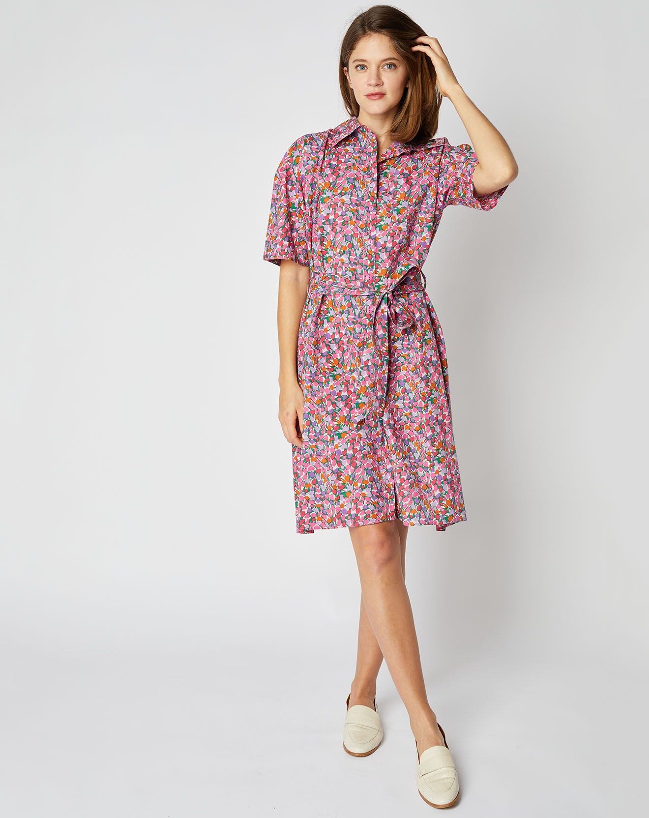 An'ge Robe chemise en Coton Catty à motifs rose