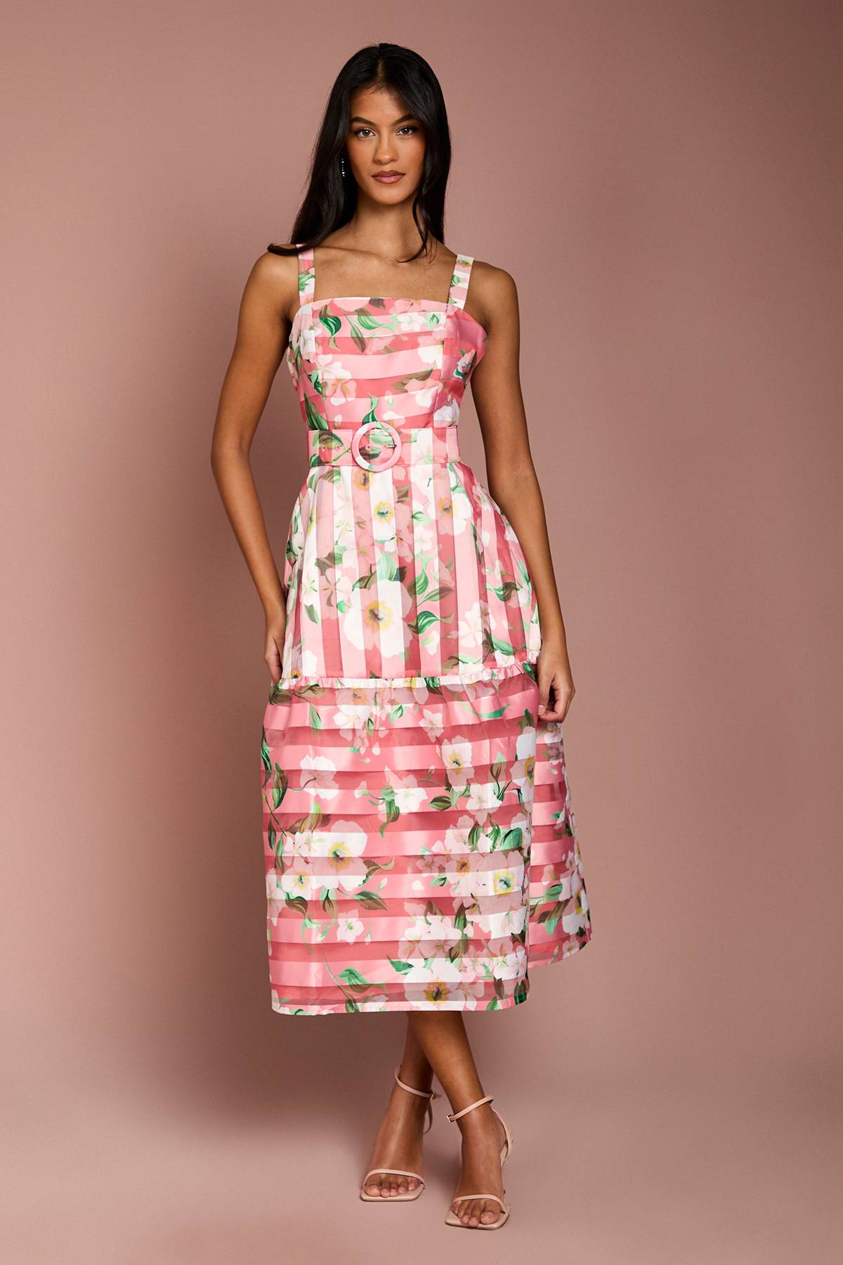 Coast Robe Mi-Longue en Organza à Motif Floral Dévoré pour Petite Taille