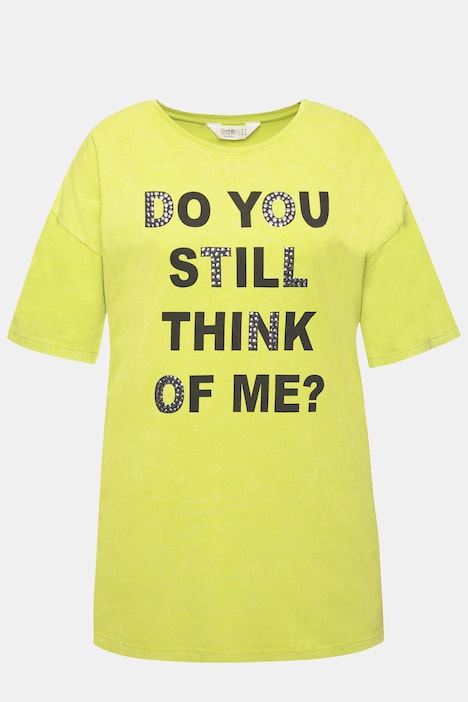 T-Shirt, oversized, verziertes Statement, Vintage Look, Rundhals, 1/2 Arm