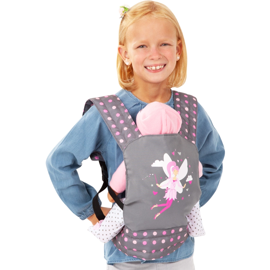 bayer Design Puppen-Tragegurt, graurosa, mit Punkten und Fee