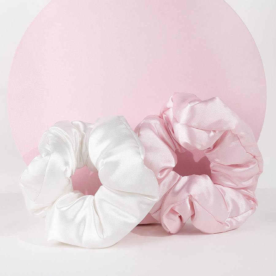 Brushworks Large Cloud Scrunchies Pink & White