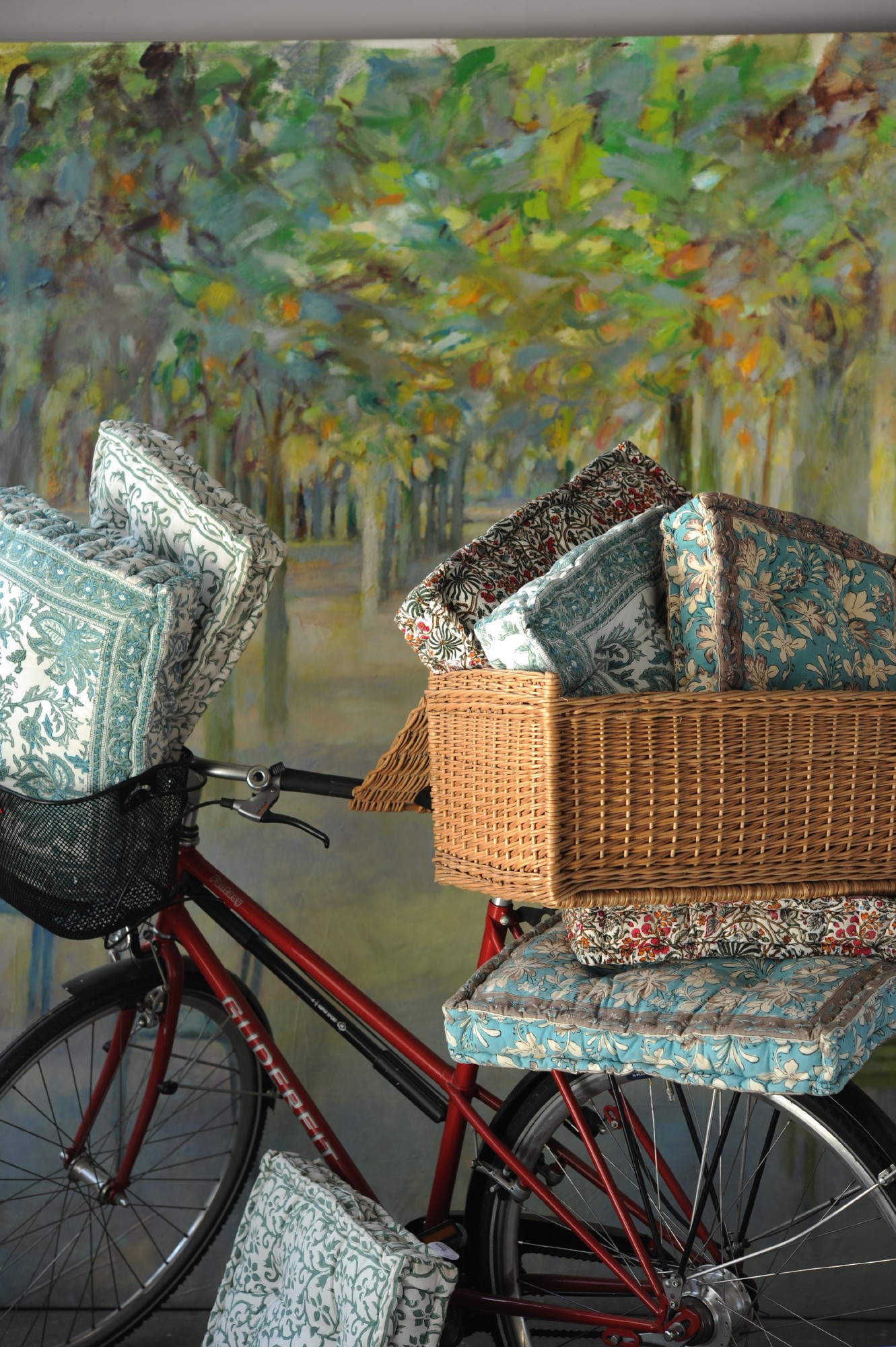 Sitzkissen 'Shalin', rot, grün, L 50 cm, B 50 cm, H 8 cm von fischer's lagerhaus