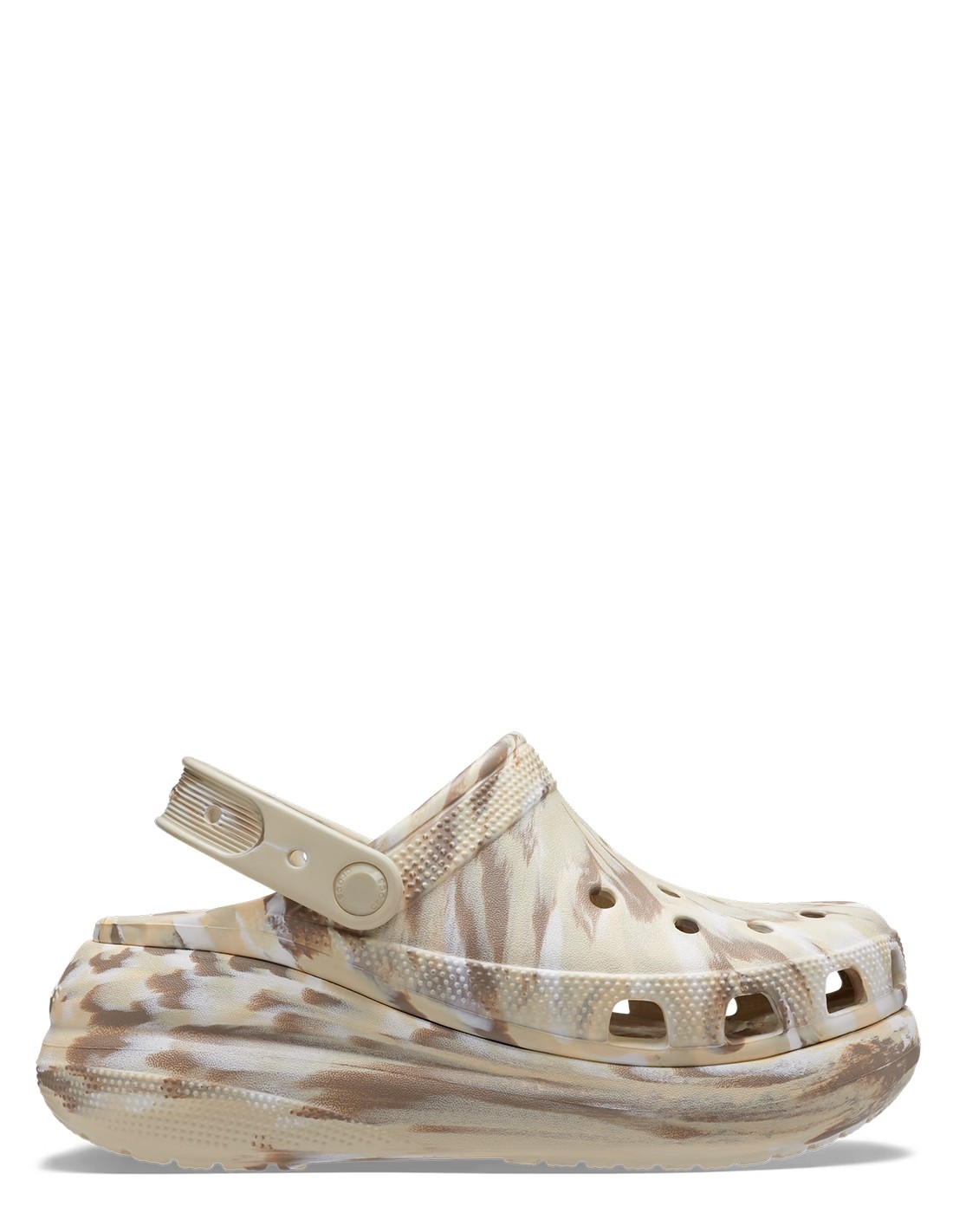 crocs sabots compensées femme classic crush marbled clog beige marbré