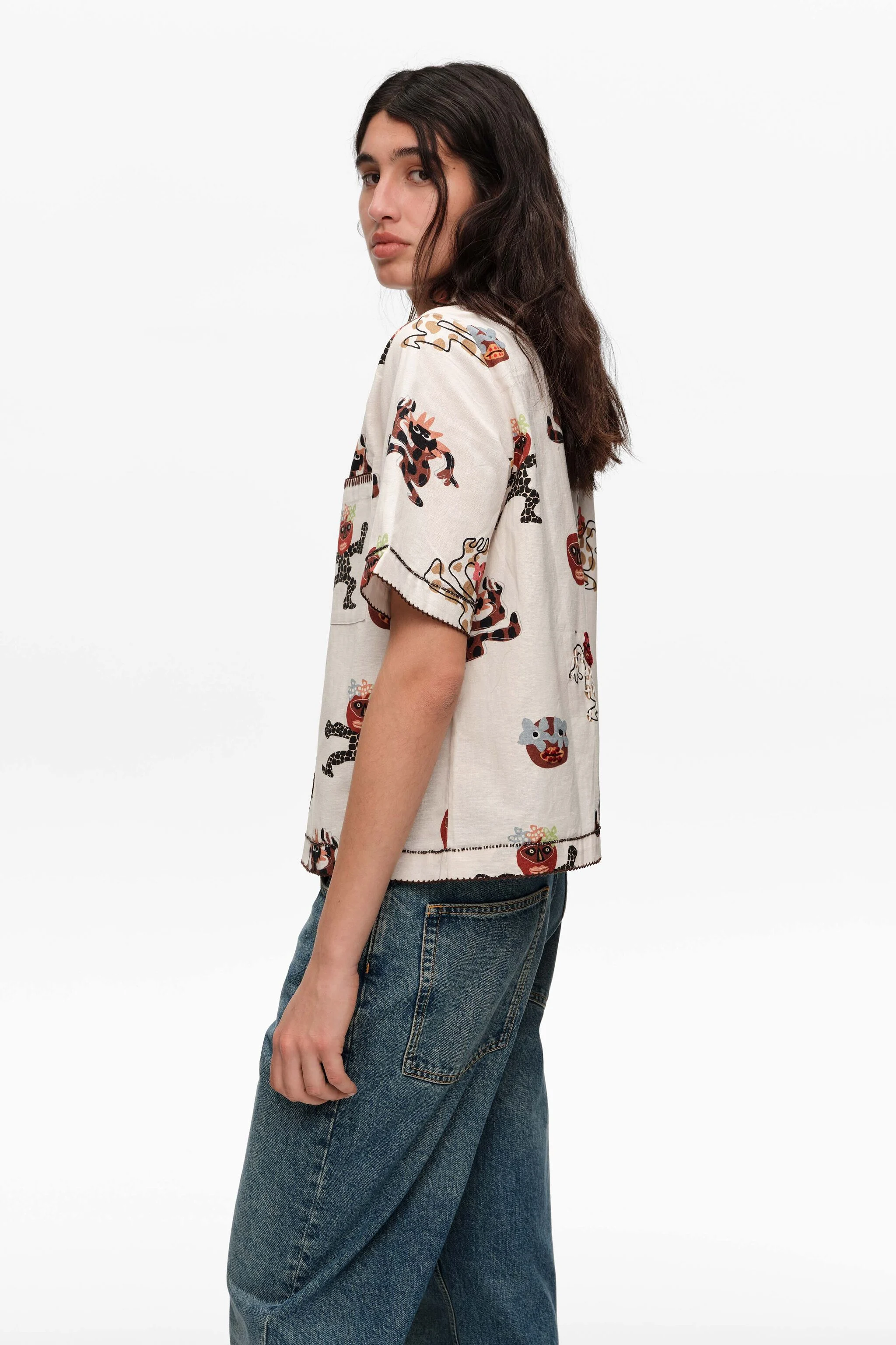 Camisa reta Samba com costura decorativa
