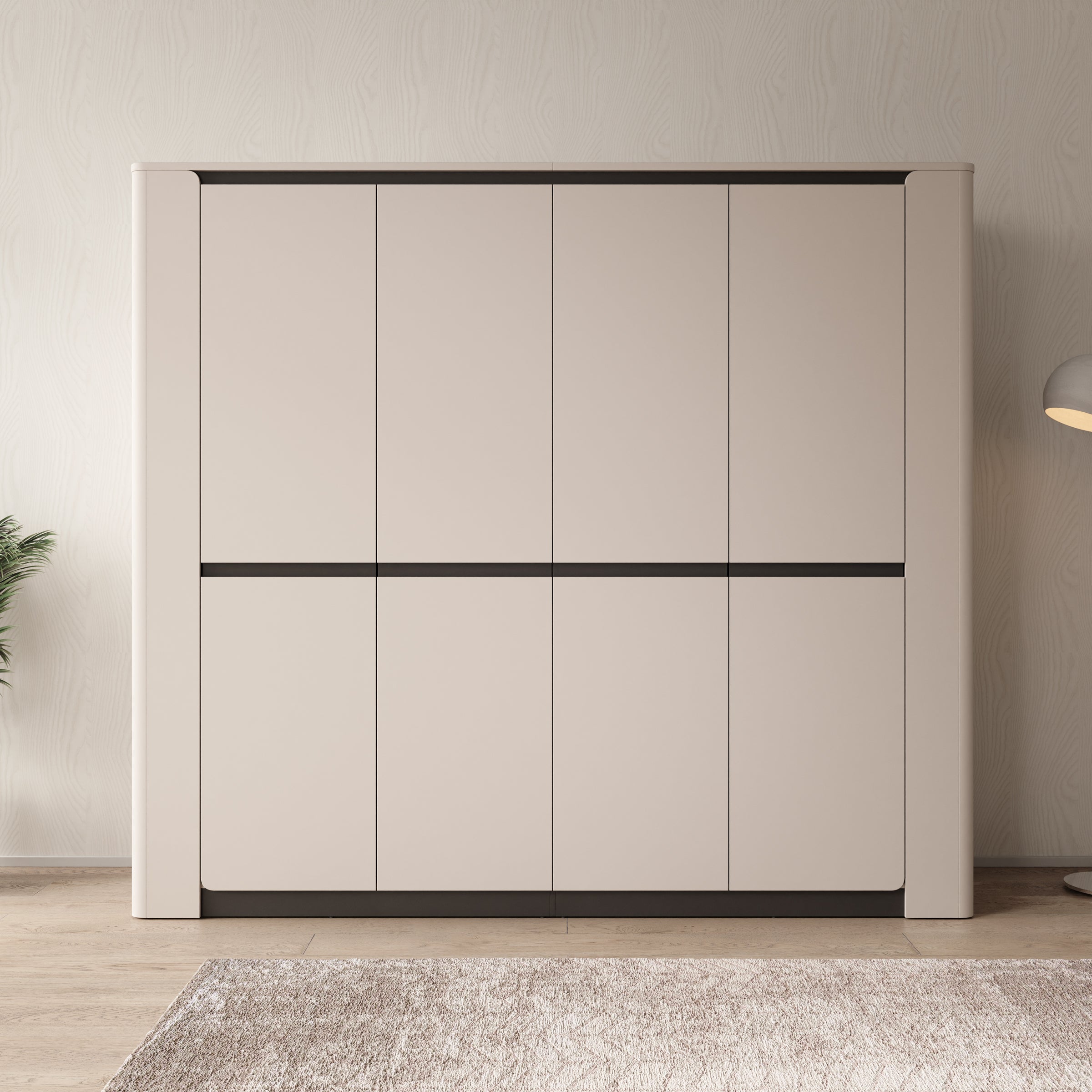 Vexon - Kledingkast met 4 deuren - Beige/Zwart - 240x63x214