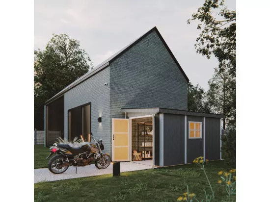 Abri de Jardin Qualité Premium 8,68 m² - H231x248x412 cm - Sans plancher e paroi latérale - Timbela M939B-CAVERN STEEL