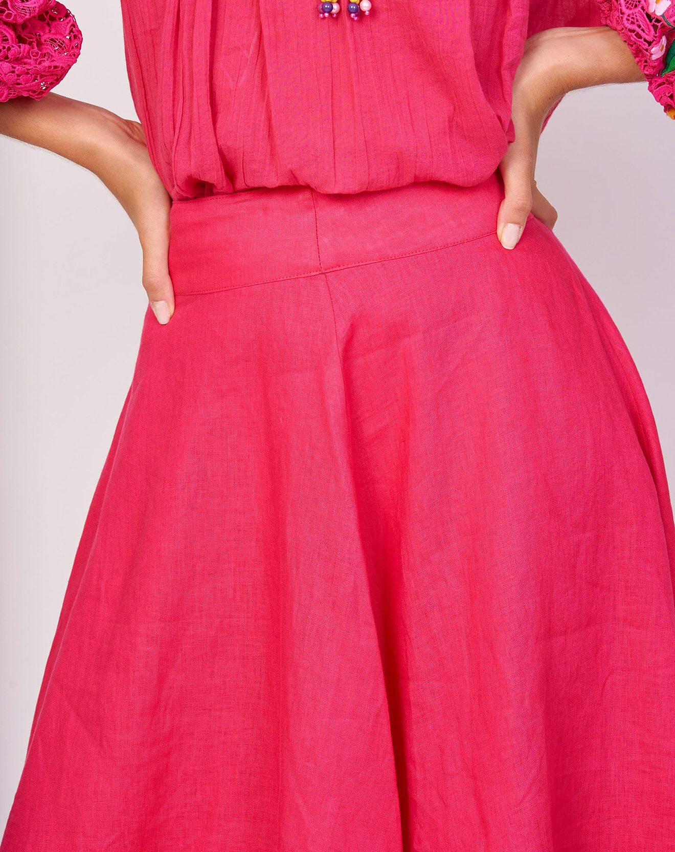 Derhy Jupe 100% Lin Fontaine fuchsia