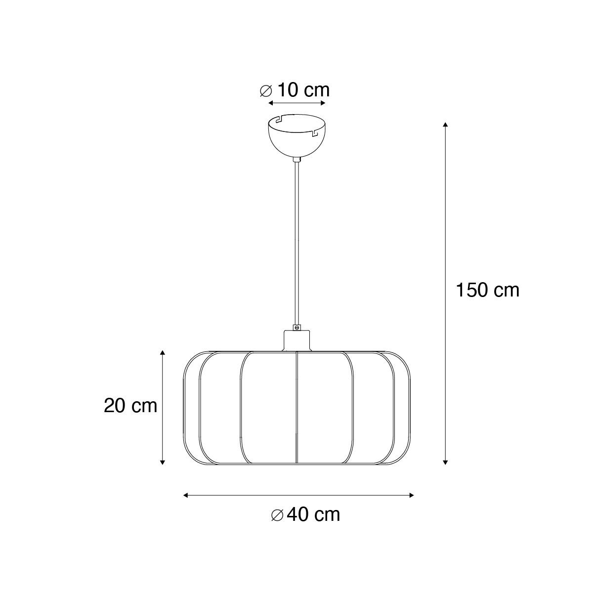 Japandi hanglamp zwart met wit 40cm - Madleine