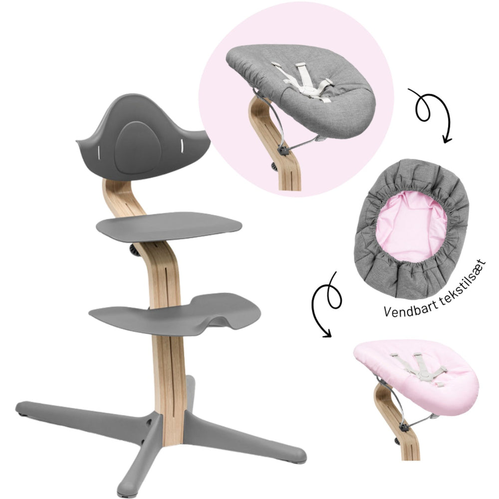 Køb Stokke® Nomi® Natural Grey Stol + Grey Grey Pink Newborn Sæt Bundle