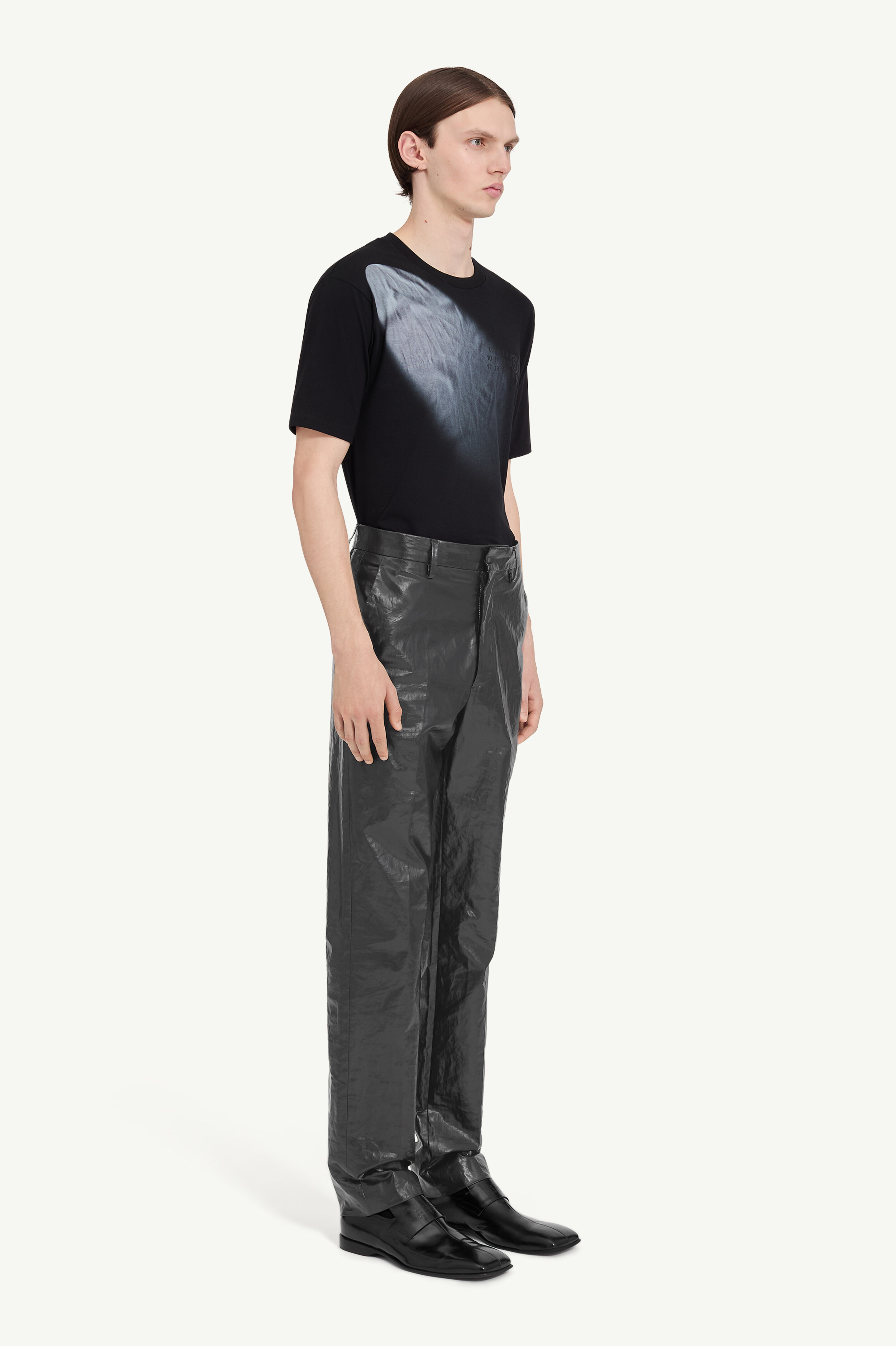Pantalon brillant en lin enduit pour homme | MM6