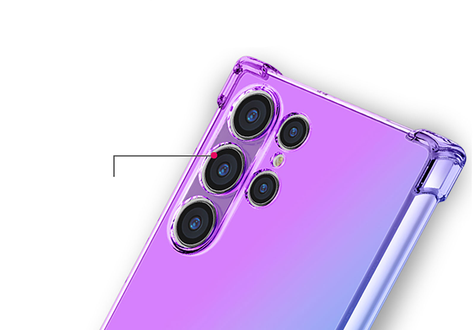 Samsung Galaxy S23 Ultra 5G Gummi Hülle Air Cushion Fallschutz mit Farbverlauf - Lila / Rosa