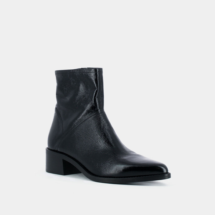 Bottines à talon  en cuir vieilli noir