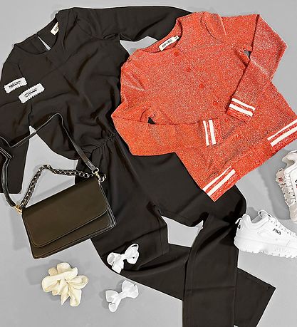 Add to Bag Cardigan - Gebranntes Rot m. Glitzer