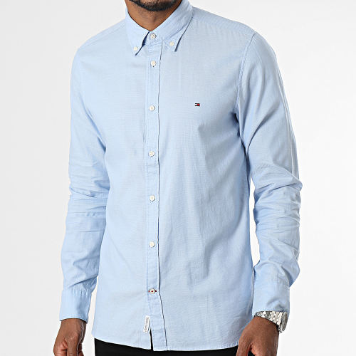 Chemise Manches Longues Slim Flex Dobby 3782 Bleu Clair