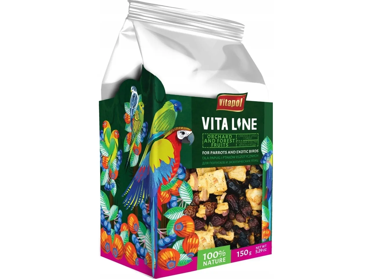 Vitaline Skov- og frugtplantage til papegøjer og eksotiske fugle 150 g, 4 stk/disp