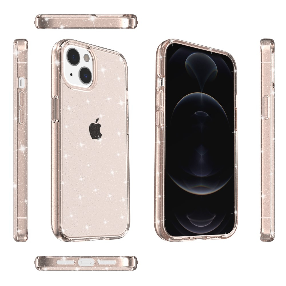 iPhone 14 Hybrid Hardcase Schutzhülle im Glitzer Design - Gold / Transparent