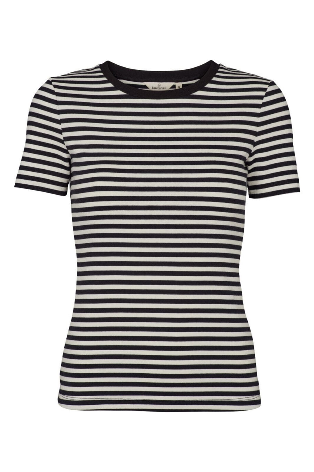 Basic Apparel Ludmilla Ss O-Neck Gots 700 whisper white black black trim