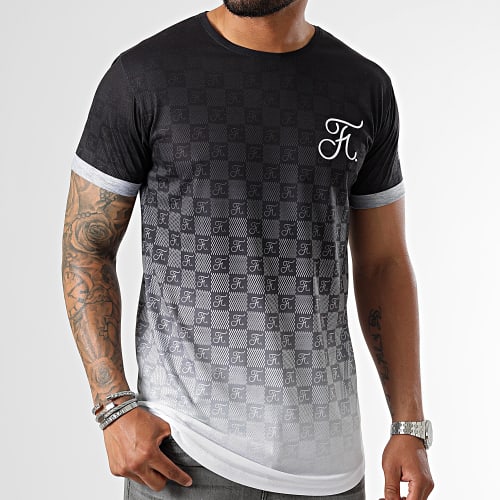 Tee Shirt Oversize Dégradé Avec Broderie 980 Damier Noir