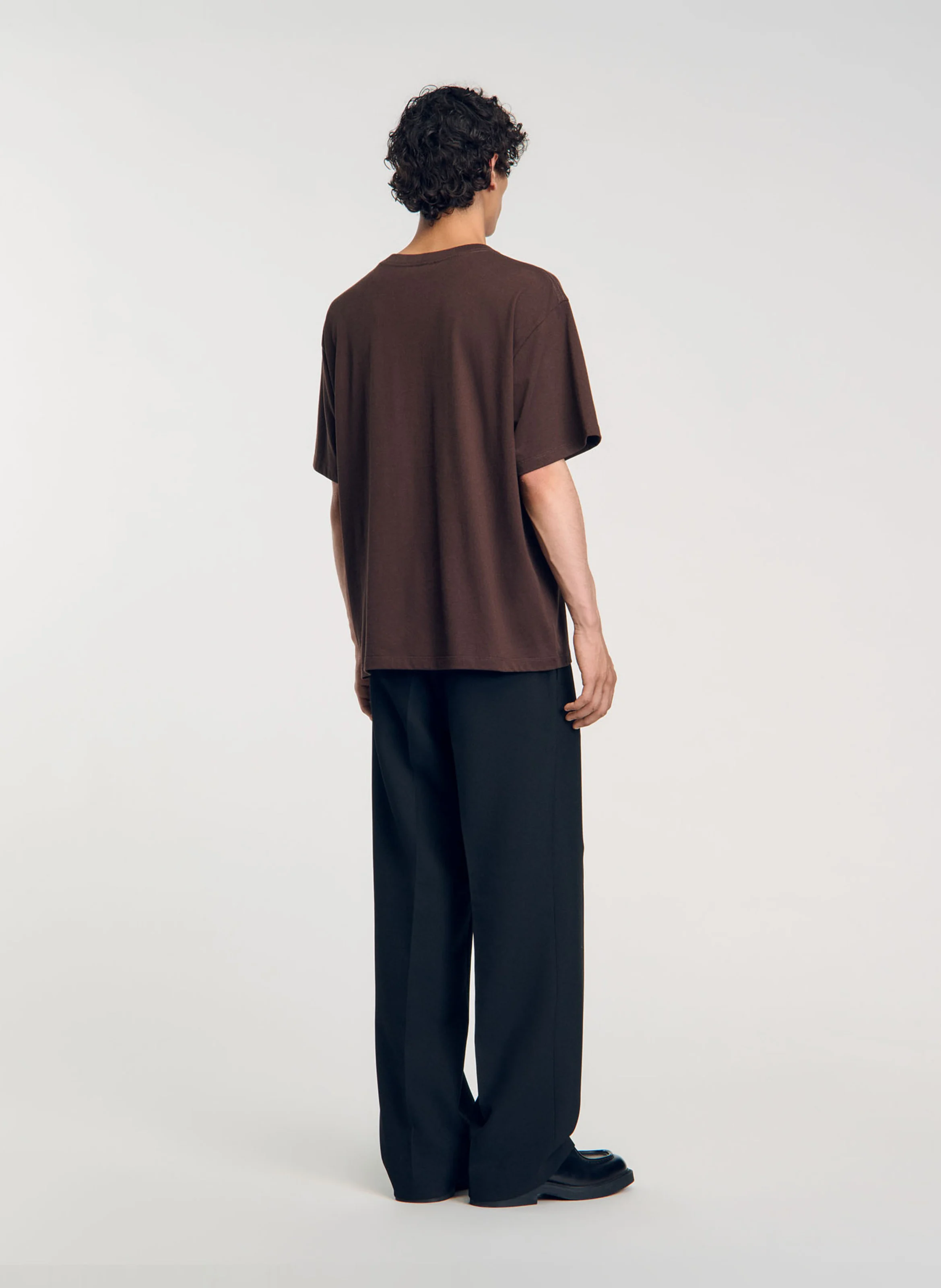 Tee-shirt oversize brodé en coton | Marron