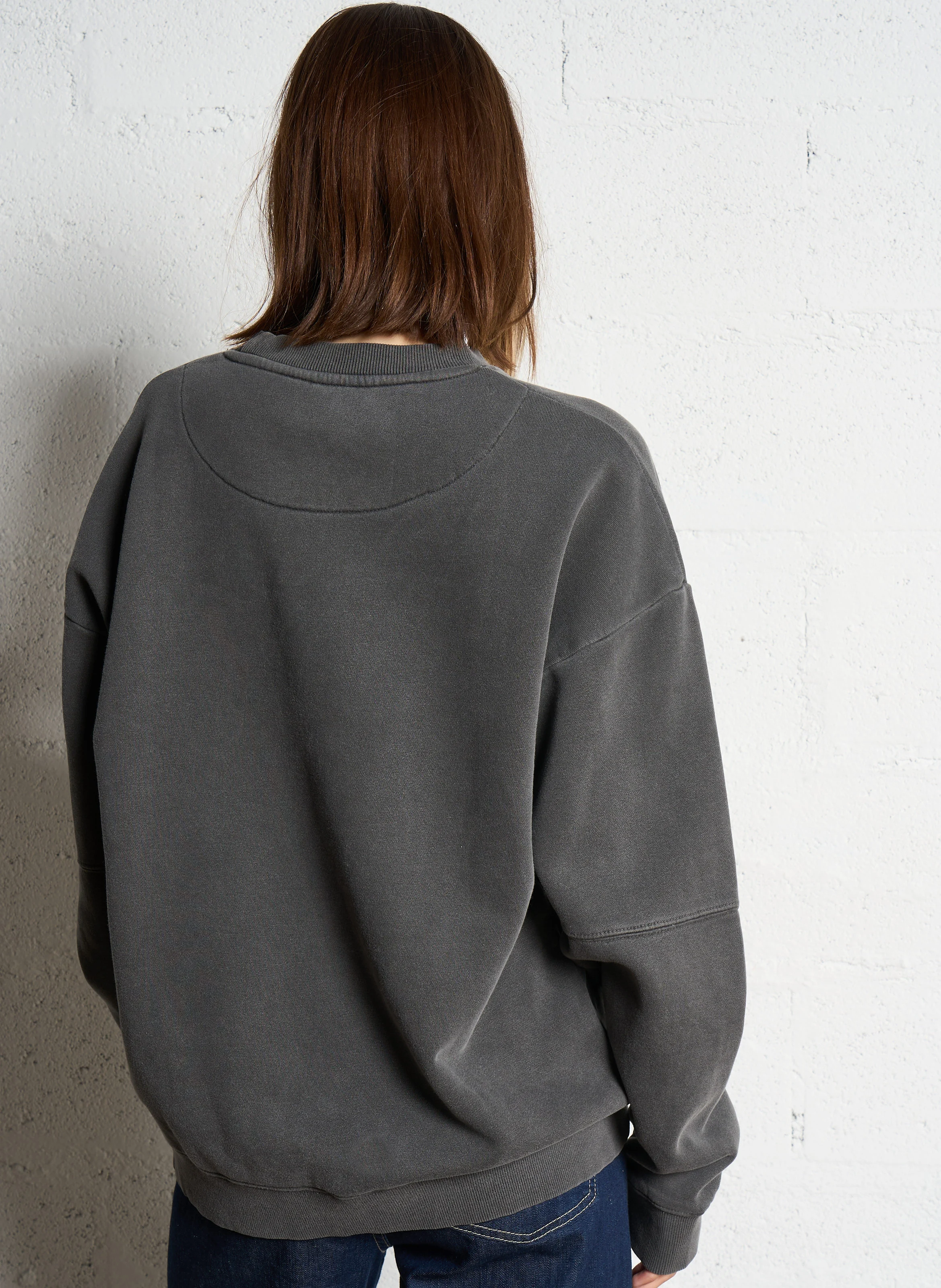 ROLLER BEWARE - Sweat ample col rond sérigraphié en coton mélangé | Gris