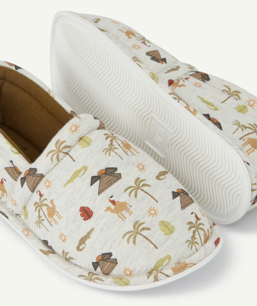 CHAUSSONS GARÇON ÉCRU CHINÉ THÈME DÉSERT
