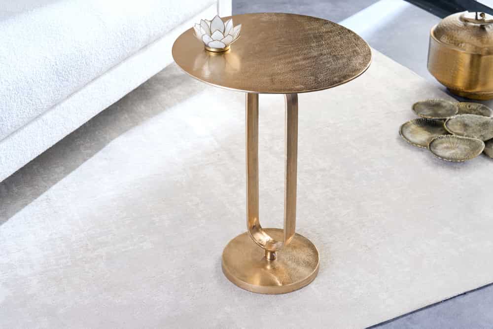 Runder Beistelltisch ELEGANCE 60cm gold Metall Aluminium handmade