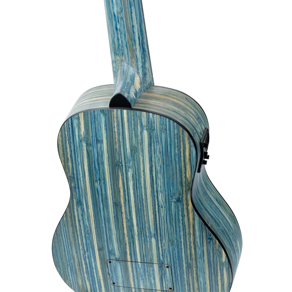 Ortega RUSWB-UB Bamboo Series Short Scale Uke Bass Stonewashed E/A bas ukelele met gigbag