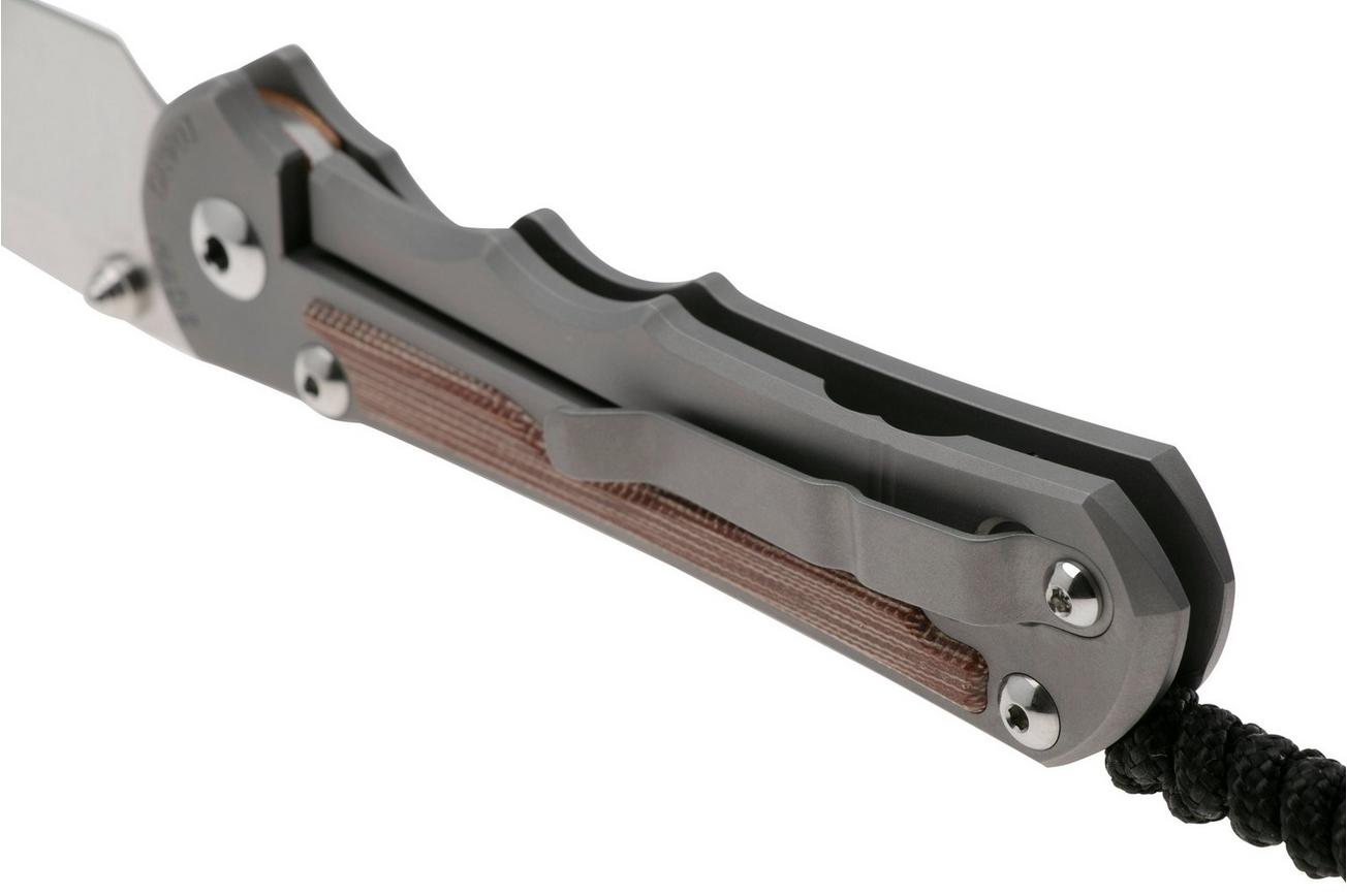 Chris Reeve Large Inkosi LIN-1118 Glass Blasted Natural Canvas Micarta Inlay Drop Point, zakmes