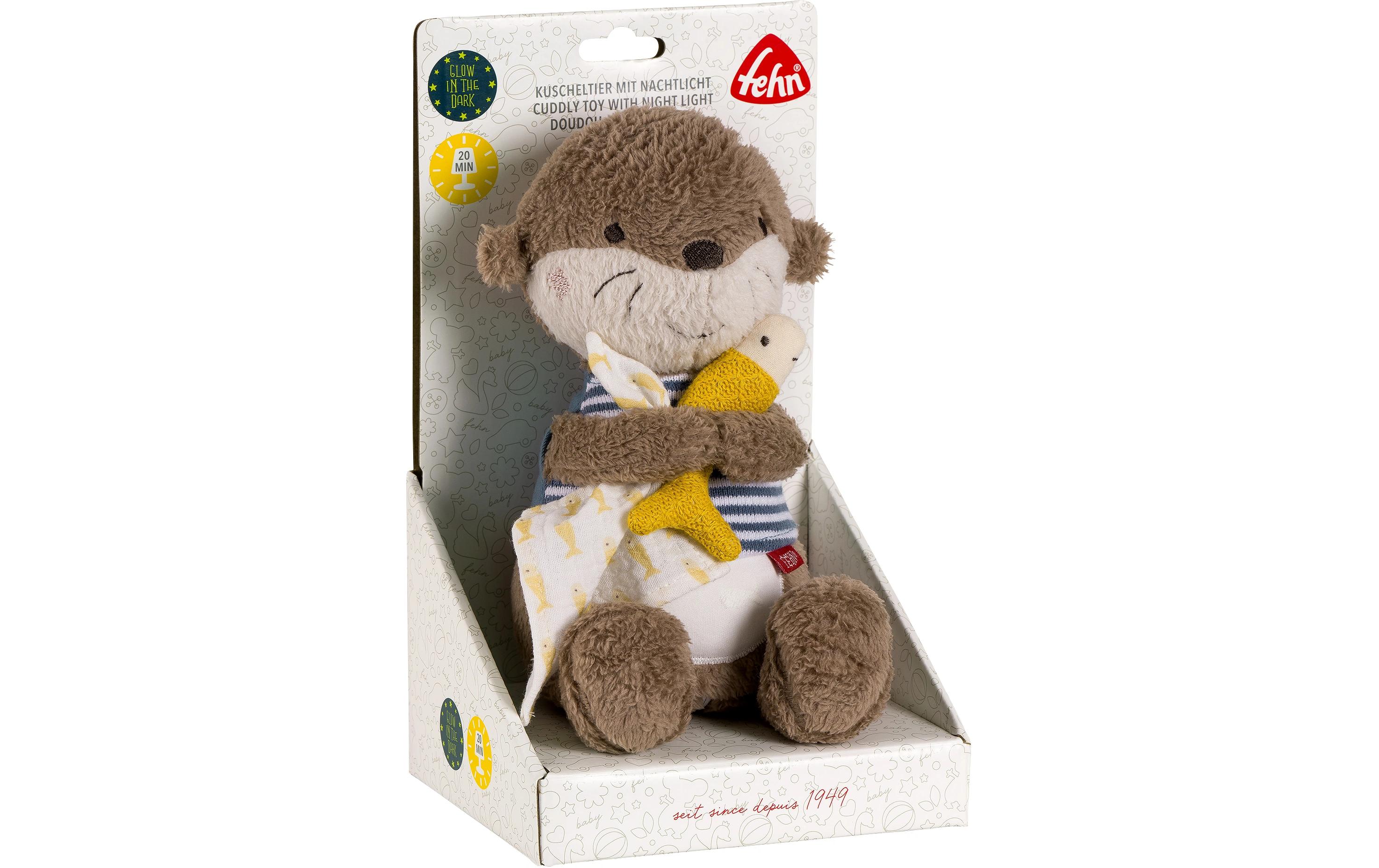 Nachtlicht OtterSchlummerlicht, Einschlafhilfe und Kuscheltier mit Glow-in-the-dark Bestickung