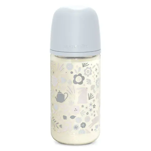 Mamadeira de vidro Suavinex Wonderland com bico SXPro M - Azul Wonderland - 240ml