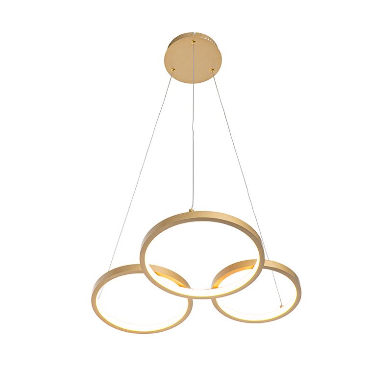 Hanglamp goud incl. LED 3-staps dimbaar 3-lichts - Rondas
