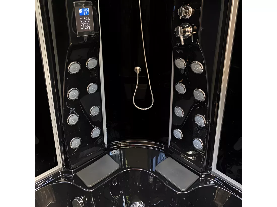 Baignoire Balnèo Douche Chromothérapie 150 X 150 cm noir – Black Narciso