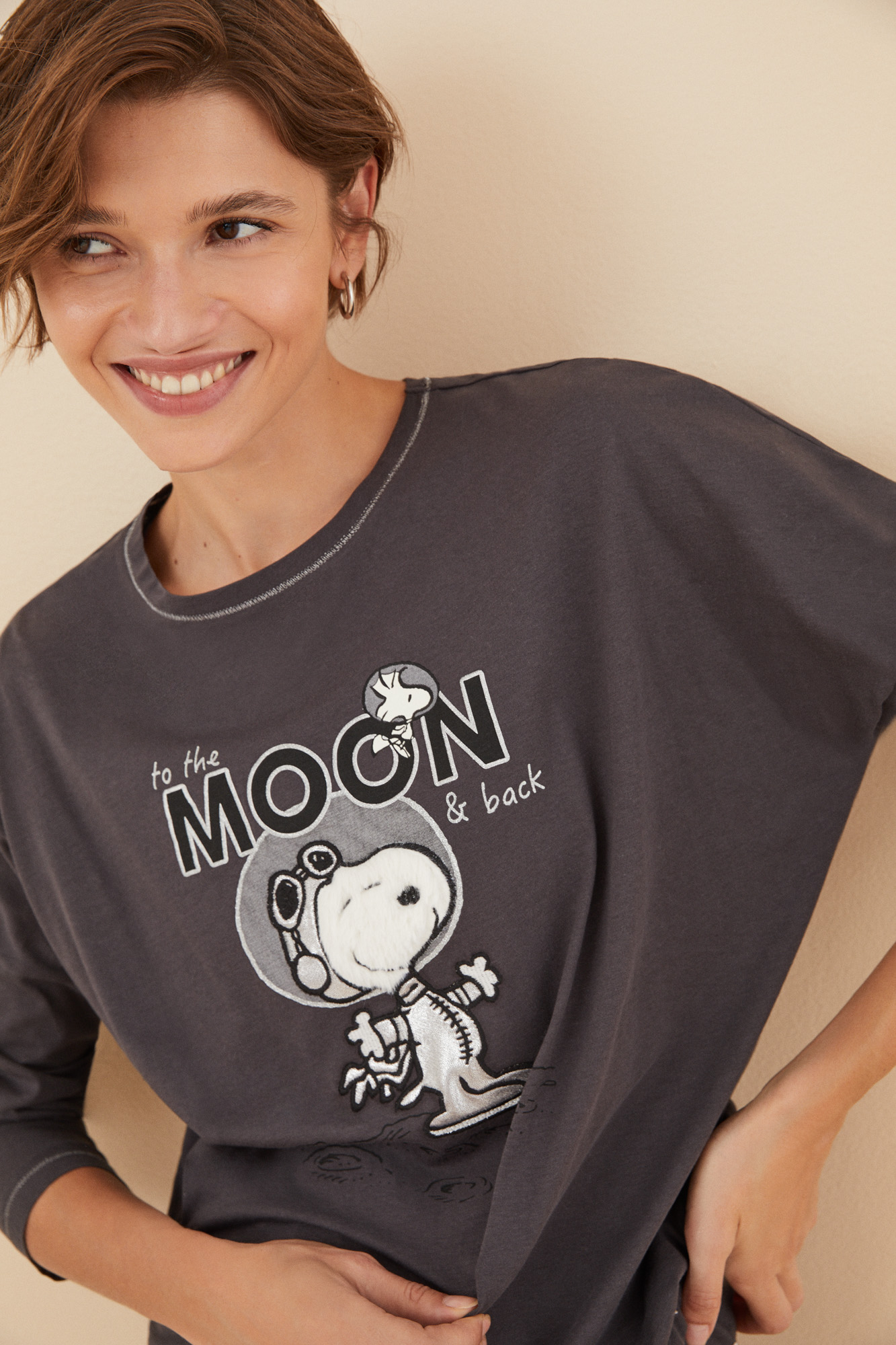 Pijama comprido Snoopy Moon 100% algodão