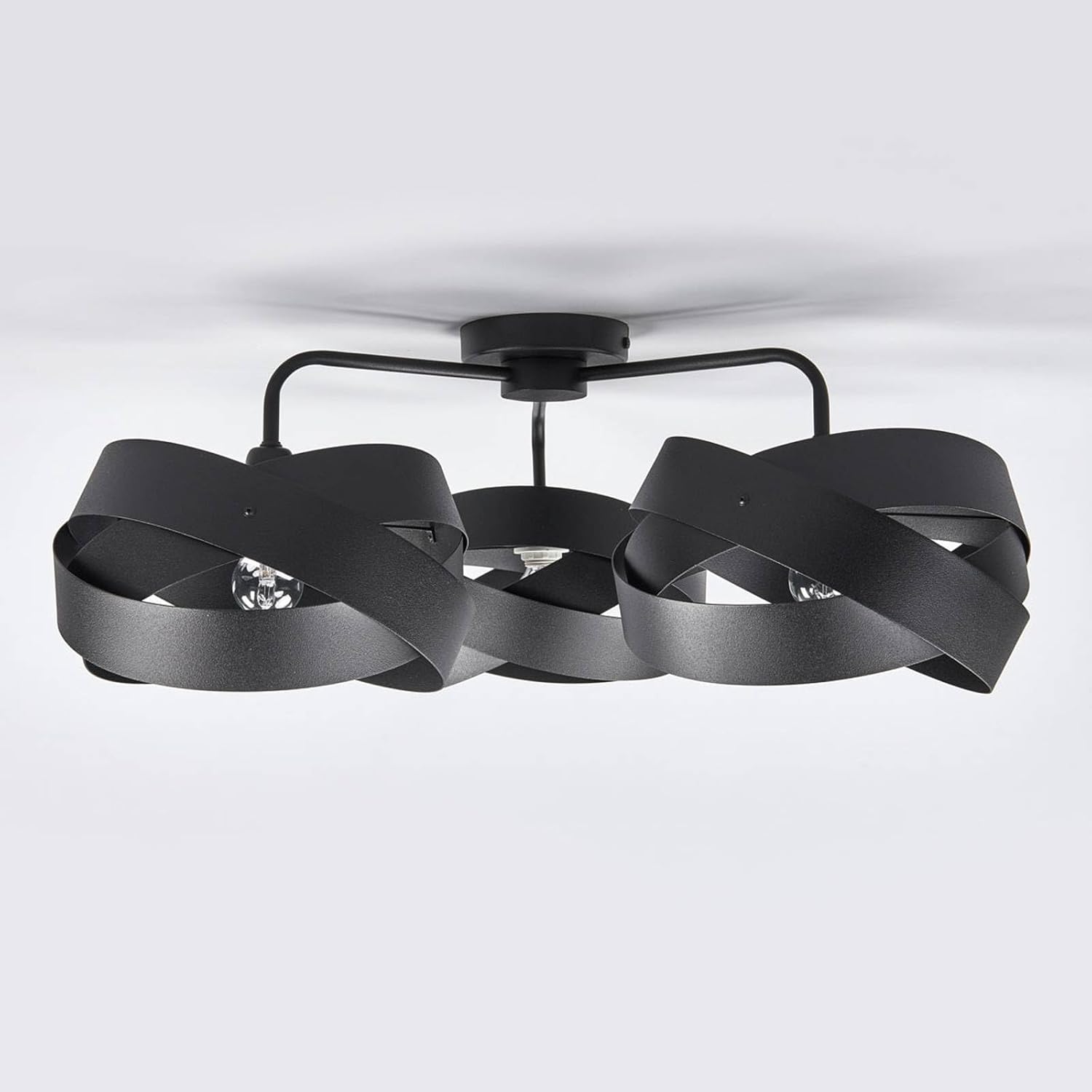 Euluna Deckenlampe Tornado (Modern) in Schwarz aus Metall (3 flammig, E14) - Deckenleuchte Lampe Wohnzimmerleuchte