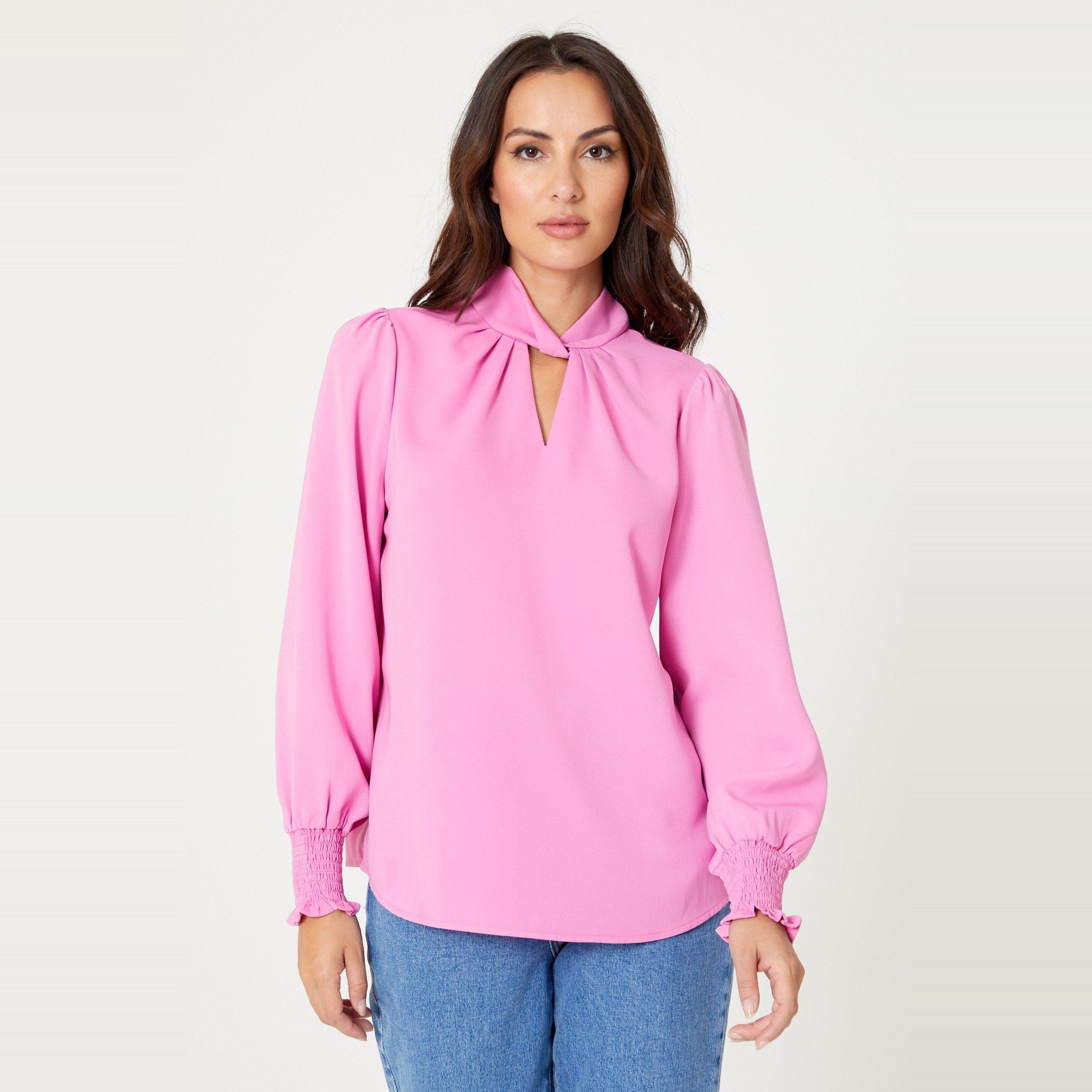 Be You Ladies Twist Neck Blouse