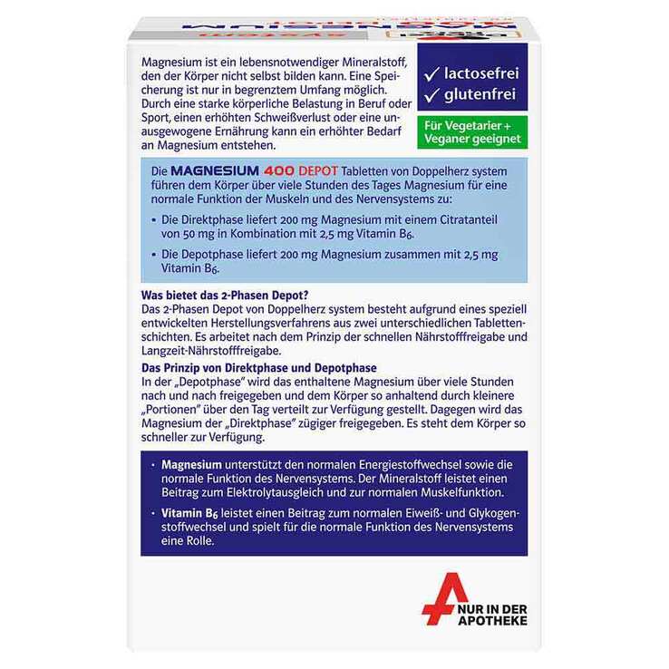 Doppelherz system Magnesium 400 Depot Tabletten, 60 St