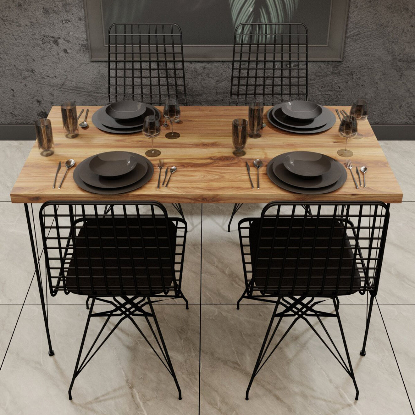 Wooden Art Table à manger nmsy chêne/noir  - 120x75x60 cm