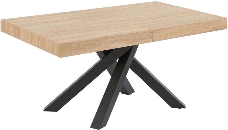 CATONAV - Uitschuifbare Eettafel - Naturel en Zwart - MDF en Metaal - 6 tot 10 Plaatsen