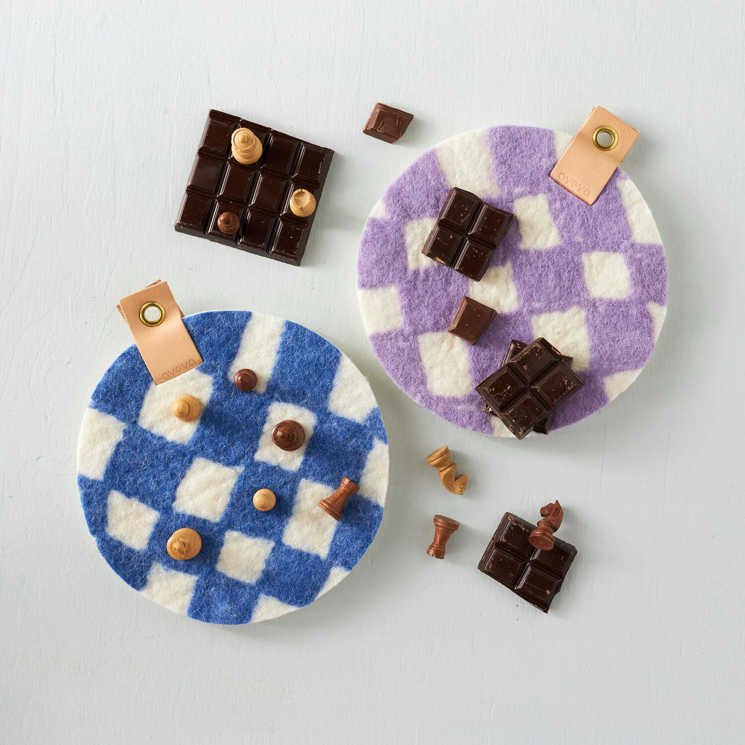 Aveva Design  Trivet Checked bordskåner, Electric Blue - 21,5 cm.