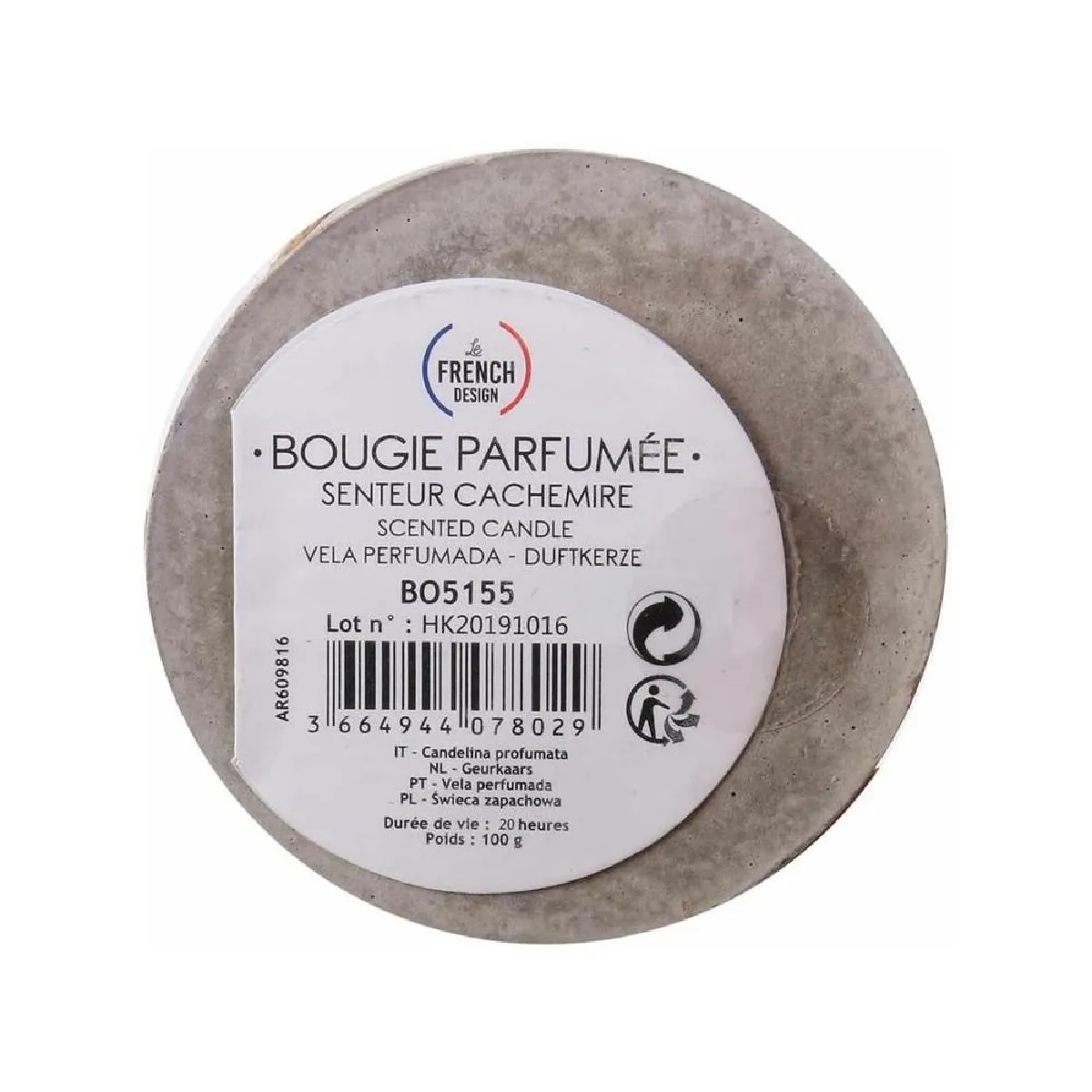 The Home Deco Factory Bougie senteur linge frais pot ciment (Lot de 2)