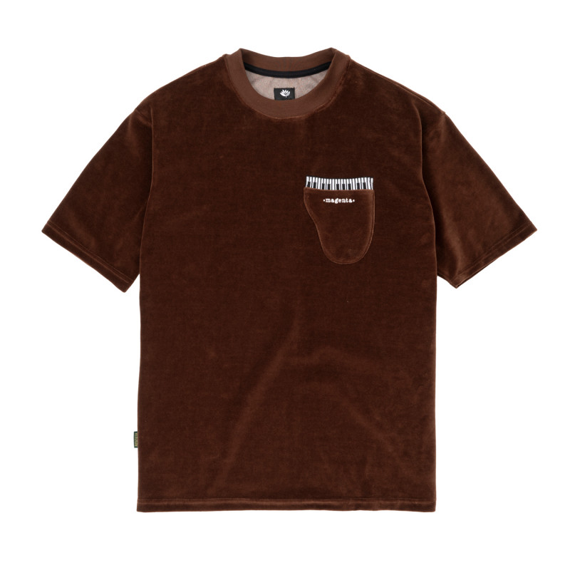 T-SHIRT EN VELOURS PIANO - CHOCOLAT